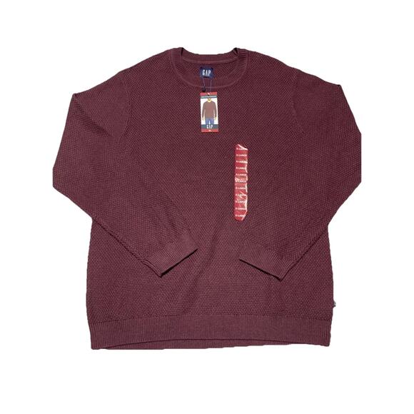 Gap Sweater Mens Extra Large Burgundy Red Seed Stitch Heavy Knit Classic XL New - Picture 1 of 8